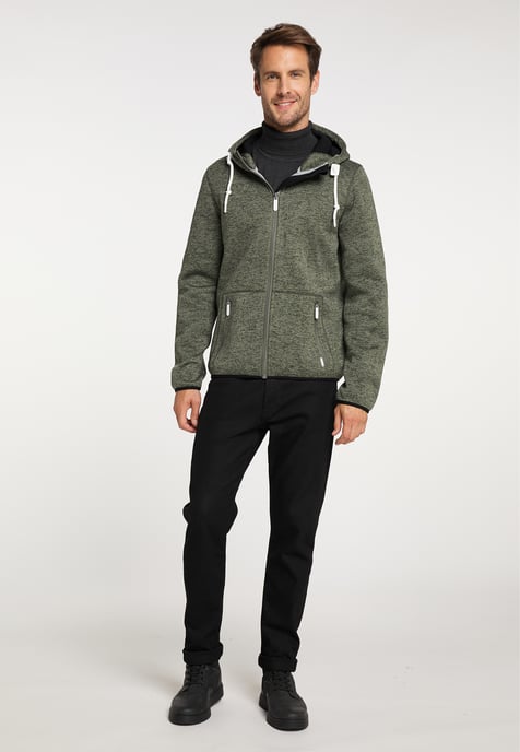 ICEBOUND Serie yuka Strickfleecejacke Herren Oliv Melange - Image 4
