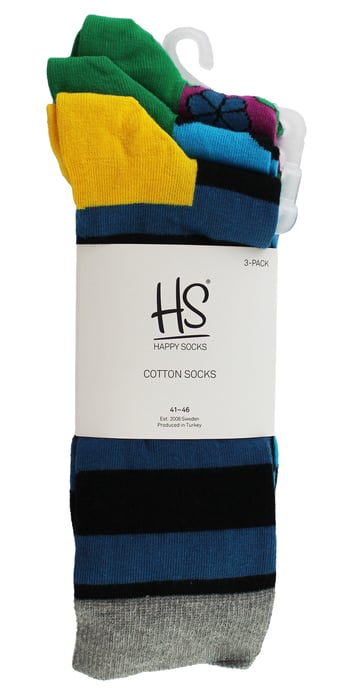 HS by Happy Socks - Herren 3er-Pack bunte Streifen-Kleider-Socken - breite Streifen - Image 2