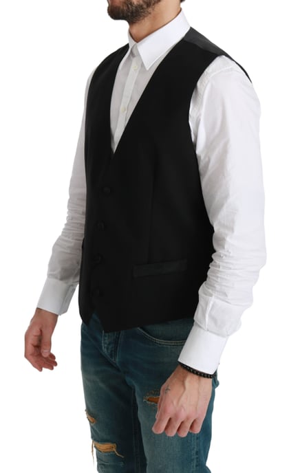 Dolce & Gabbana Schwarze Weste Formale Schurwollweste