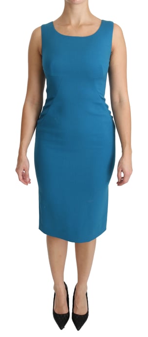 Dolce & Gabbana Women's Blue Bodycon Sheath Knee Length Wool Dress - Image 1
