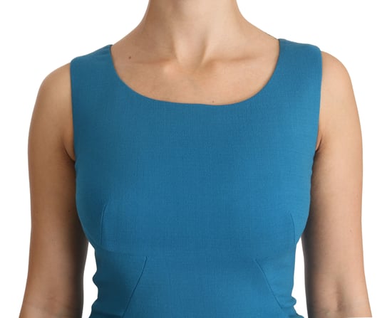 Dolce & Gabbana Women's Blue Bodycon Sheath Knee Length Wool Dress - Image 5