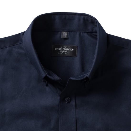 Russell Collection Oxford Herren Hemd, Kurzarm, pflegeleicht (Helles Marineblau) - Image 4