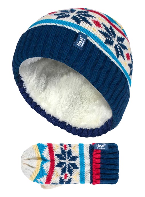 Wärmehalter - Kinder Jungen Winter gestrickt thermische Fleece gefüttert Cuffed Beanie Mütze und Handschuhe Set - CNM2P5 - Image 1