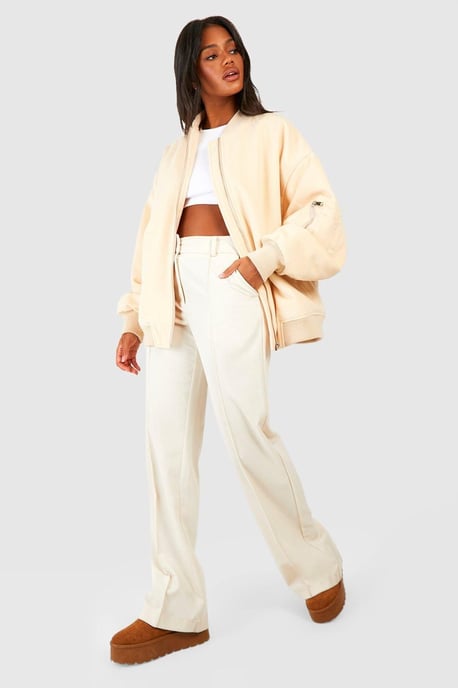 Oversized Wool Look Bomber Jacket