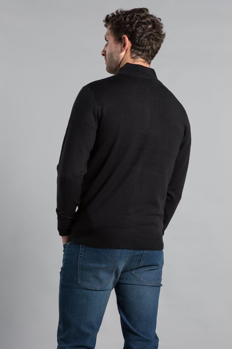 Black Funnel Neck Zip-Through Cardigan