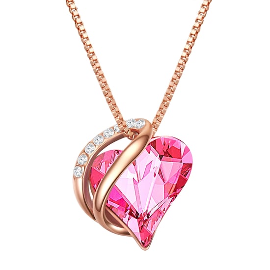Necklace with pendant sterling silver rose gold embellished with swarovski crystals® pink white Rafaela Donata - Image 1