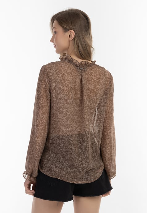 Dreimaster Bluse Damen braun-wollweiß - Image 4