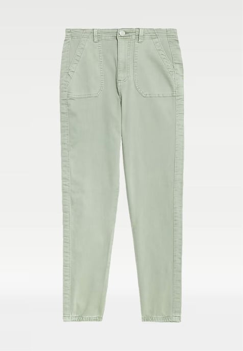 M&S Collection Damen Baumwollmischung Slim Fit Ankle Grazer Jogger Olive - Image 5
