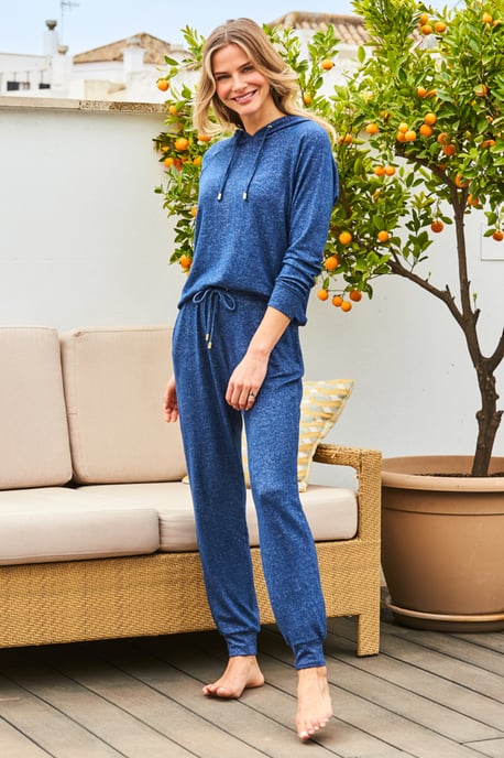Navy Blue Super Soft Loungewear Hooded Top