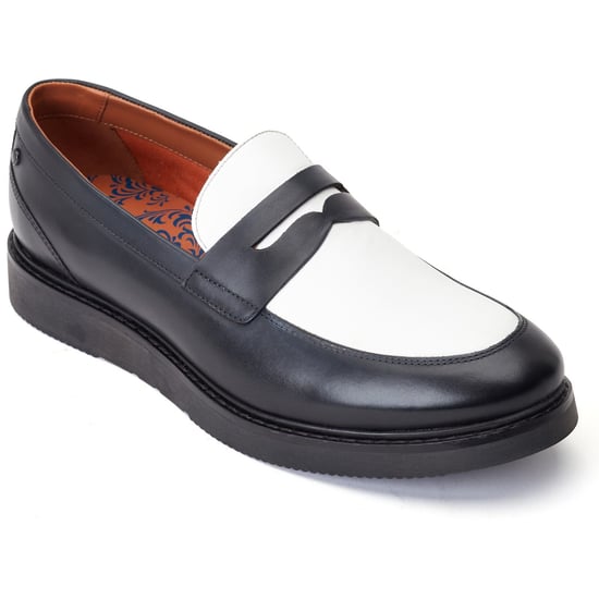 Base London Sid Leder Herrenschuhe Schwarz/Weiß - Image 1