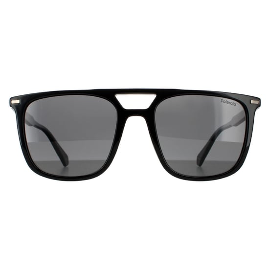 Polaroid Rectangle Mens Schwarz Grau Polarisierte Sonnenbrille - Image 1