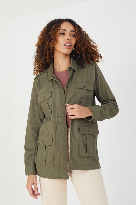 Khaki 'Mutiny' Cotton Utility Jacket