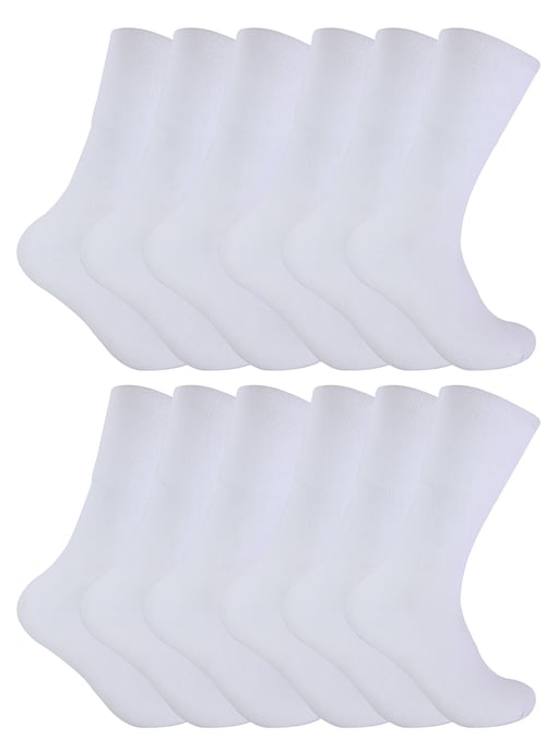 12 Paar Herren thermische diabetische Socken | Socken Snob | Nicht elastische extra breite diabetische Socken für schlechte Durchblutung - weiß - Image 1