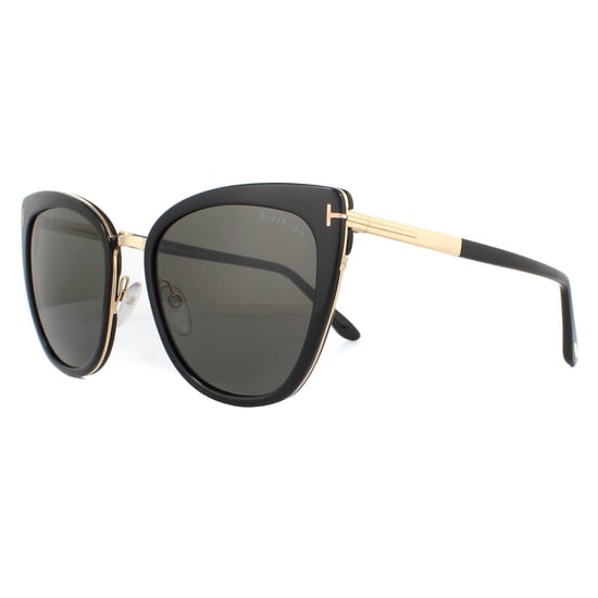 Tom Ford Sunglasses Simona FT0717 01A Shiny Black Rose Gold Smoke Grey