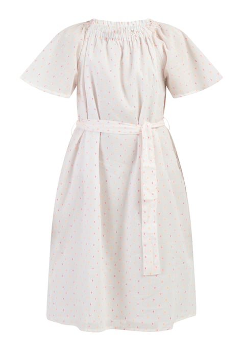 Mymo Kleid Mädchen Weiss Pinkorange Punkte - Image 1