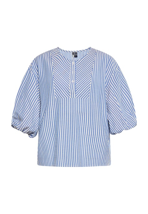 Dreimaster Bluse Damen Blau Wollweiss - Image 1
