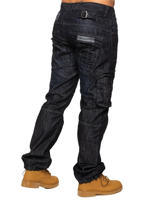 Enzo | Herren Combat Denim Jeans - Dunkelblau - Image 3