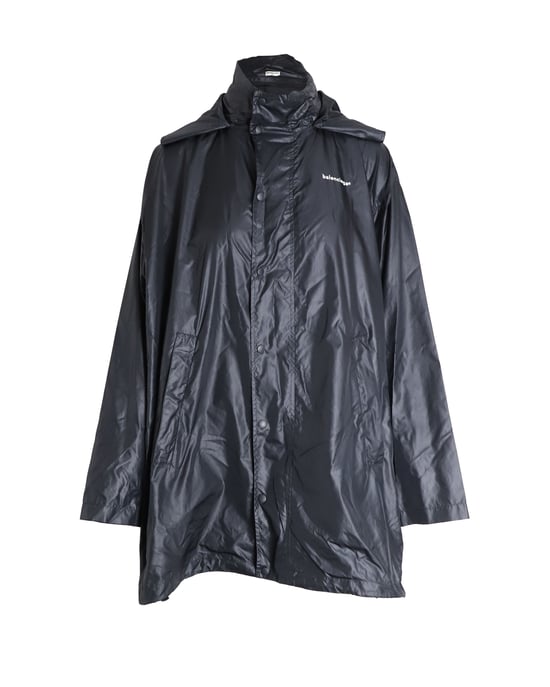Balenciaga Leichte Kapuzen-Windbreaker-Jacke aus schwarzem Nylon - Image 1