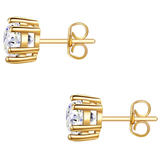 Set (necklace + stud earring) sterling silver yellow gold embellished with swarovski crystals® white Rafaela Donata - Image 3