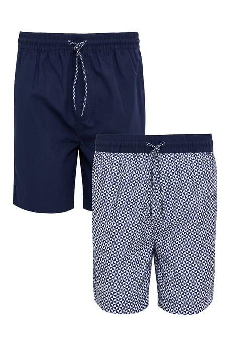 2 Pack Navy 'Kite' Geometric Print Swim Shorts
