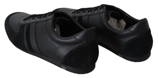 Dolce & Gabbana - Chaussures de sport en cuir noir avec logo pour hommes - Image 5