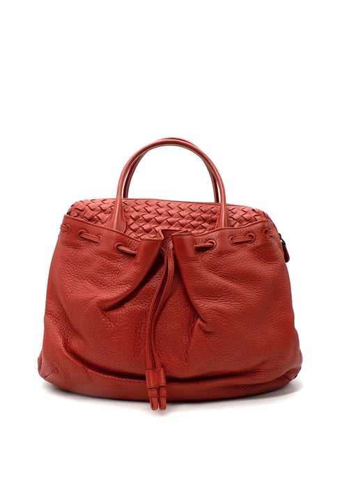 Red Leather Intrecciato Bag