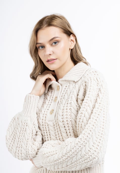 Dreimaster Strick Pullover Damen WOLLWEISS - Image 4
