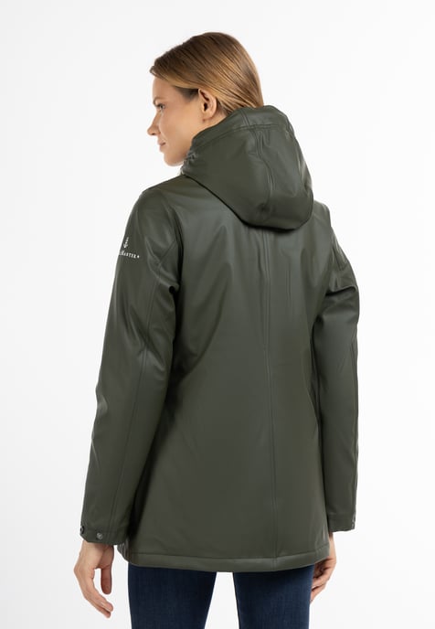 Dreimaster Regenjacke mit Webpelzfutter Damen Dunkeloliv - Image 4