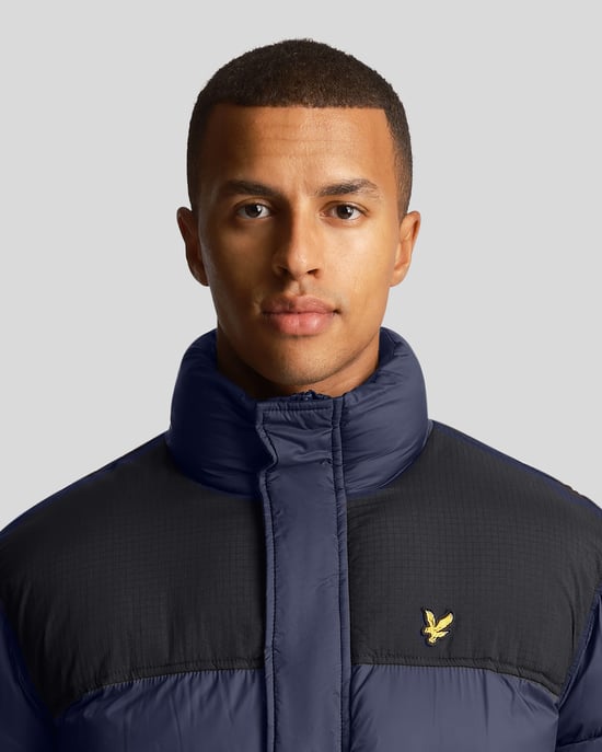 Lyle & Scott – Lange, wattierte Pufferjacke in Marine - Image 4