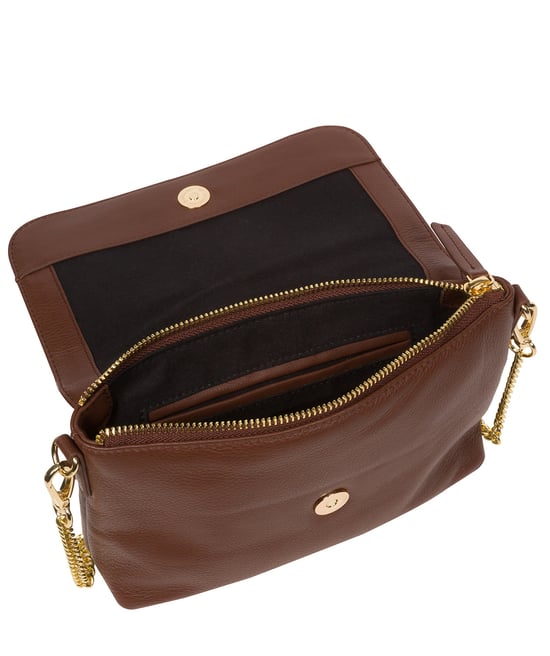'Jazmine' Dark Tan Nappa Leather Grab Clutch Bag