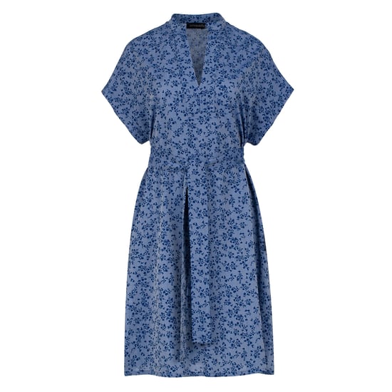 Blaues Kleid mit Blumenmuster und Seitenschlitzen - Image 1