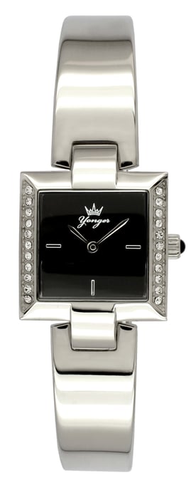 Yonger and Bresson Black Dial Silver Stainless Steel Watch