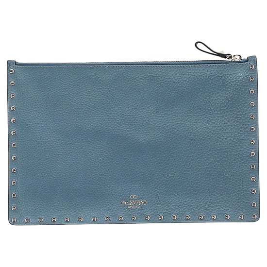Valentino Garavani Rockstud Clutch-Tasche aus blauem Leder - Image 1