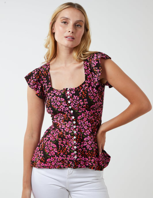 SOFIA - Button Front Peplum Top