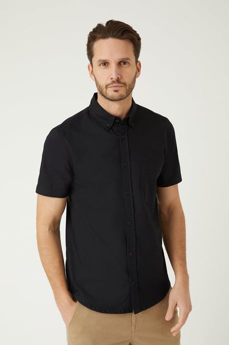 Black Short Sleeve Oxford Shirt - Image 1