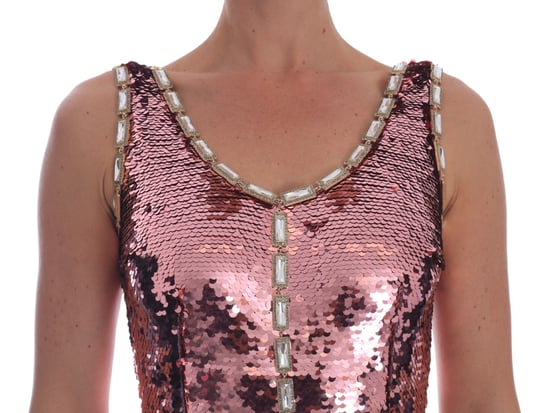 Dolce & Gabbana Robe fourreau rose pailletée et cristal pour femme - Image 2