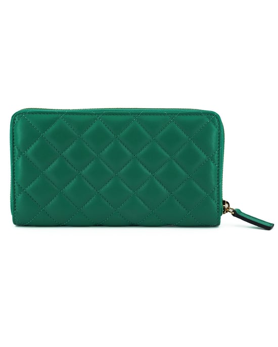 Authentic Versace Long Zip Around Wallet in Quilted Nappa Leather