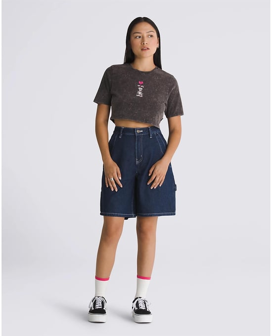 VANS Damen Heartbreaker Crew Crop T-Shirt in Schwarz - Image 3