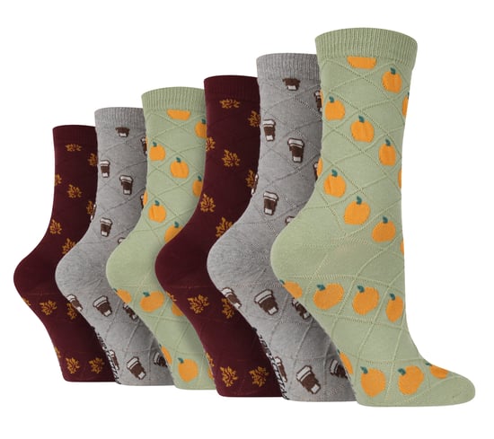 6 Paar Multipack Damen Herbst Socken | Wildfeet | Cute Novelty Design gestrickt Boot Socken - Herbst - Image 1