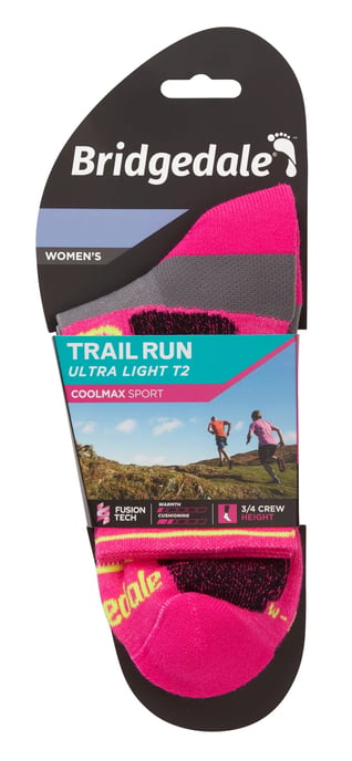 Bridgedale - Womens Running Ultralight Merino Socken - Pink - Image 2
