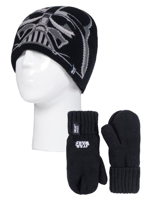 Wärmehalter - Jungen Fleece gefüttert Marvel/Star Wars Warm Thermal Ski Beanie Winter Mütze und Handschuhe Set - Darth Vader - Image 1