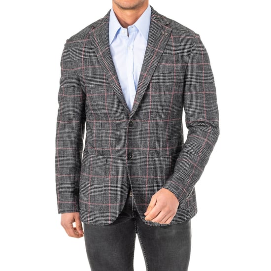 Checkered long-sleeved blazer with lapel collar KMJA06 man