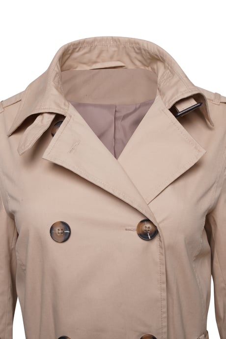 Tina Double Breasted Trench Coat in Stone