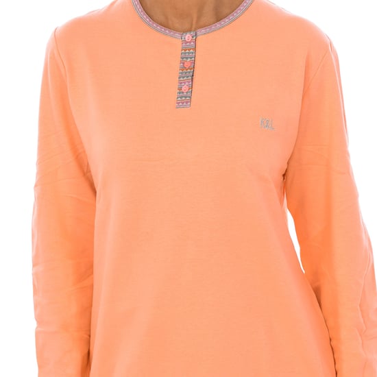 GEOMETRICAL ORANGE KL45187 women's winter pajamas