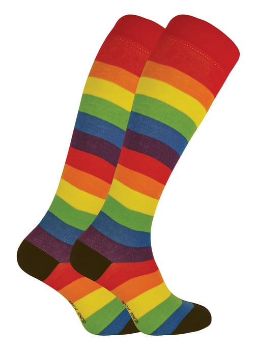 Socken Snob - 2 Paar Damen Regenbogen gestreift Knie hoch Bambus Socken - Image 1
