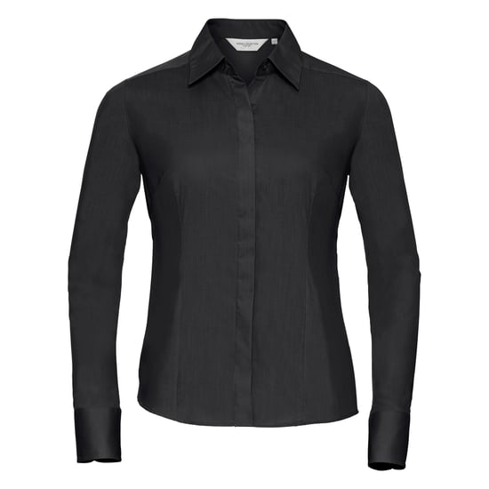 Russell Collection Damen/Damen Langarmhemd aus pflegeleichter Poly-Baumwolle aus Popeline (Schwarz) - Image 1