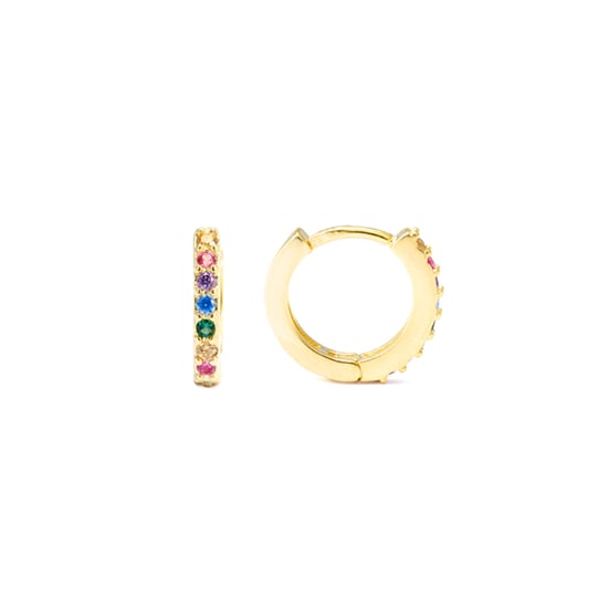 Luxenter Leofcar Ohrringe aus 925er Sterlingsilber und mehrfarbigen Zirkonen in 18 Karat Gelbgold - Image 1