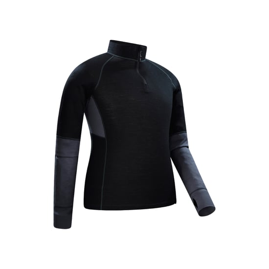 Mountain Warehouse Mens Ultra Merino Wool Zip Neck Base Layer Top (Black)