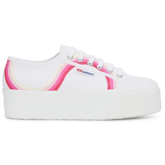 Superga 2790 Round Stripes Cotton Damen Weiß/Schattiert Blau Turnschuhe - Image 4