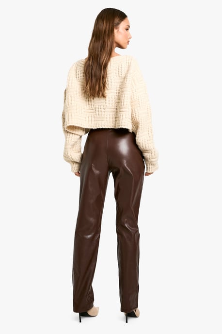 High Waisted PU Trousers - Image 2